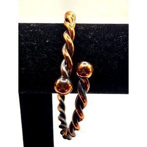 Vintage Twisted COPPER bangle cuff UNISEX bracelet with balls 8 inches